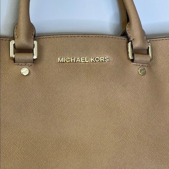 Michael Kors Saffiano LeatherTan Satchel with Gold Hardware - Picture 2 of 16